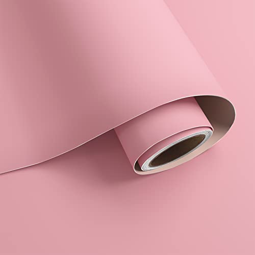 VaryPaper Self Adhesive Pink Wallpaper 40cmx200cm Pink Sticky Back Plastic Roll Thick Lining Paper for Wall Furniture Vinyl Wrap Adhesive Wallpaper for Girls Bedroom Backdrops Vinyl Cabinet Cover