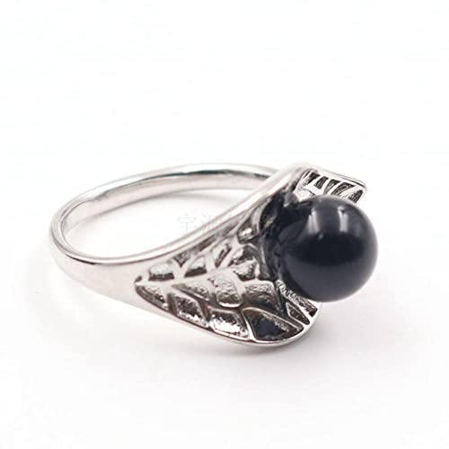 Steinring Schwarzer Achat Runde Perlen Natursteinring Verstellbarer Öffnungsring Statement Zierliche Einfache Steinringe Frauen Schmuck Für Frau Freundin Mutter