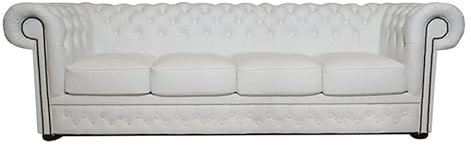 Chesterfield Bank First Class Leder | 4-Sitzer | 2 bis 4 Wochen Lieferzeit (Weiß)