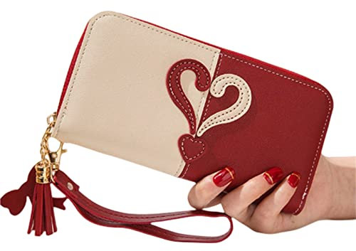 KOOBS Geldbörse Quaste Leder Brieftasche Frauen Kleine Münzgrundtasche Kartenhalter Mini -Brieftaschen Frauen Kurzmünze Reißverschluss Geldbeutel-V