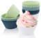Fousenuk 24 Pcs Moldes de Silicona Antiadherentes Reutilizables para Hornear Magdalenas, Cupcakes, Muffins, Reposteria, Gelatina, Helados, Tartas Heladas (4 Colores)