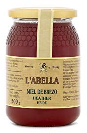 L'Abella Mel - Miel de Brezo 100% Natural | Miel Pura de Abeja Recolectada Artesanalmente en Valle Jalón, Costa Blanca, España - Bote de 500g - Sin gluten