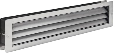 MLS Rejilla de Ventilación de Puerta L 1000, de Acero Inoxidable, para Hojas de Puerta de 37-55 mm de Grosor, Rejilla Rectangular con Material de Fijación, 465 x 106 mm