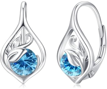 Dezember Geburtsstein Ohrringe 925 Sterling Silber Ranke Leverback Ohrringe für Frauen Geburtsstein Creolen Schmuck für Frauen (Tansanit)