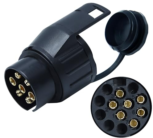 CCLIFE 7/13 Adaptateur Prise Remorque 7 Broches vers 13 Broches 12V Avec Cover pour Remorques de Voiture,remorque, Caravan