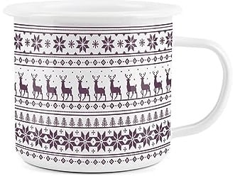 Christmas Enamel Mug - Christmas Jumper Print Camping Novelty Durable Hot Drinks Outdoor Cup for Travel Picnics Home Hiking