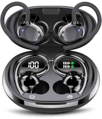 QXQ Auriculares Inalambricos Deportivos, 60H Cascos Inalambricos in Ear 5.3 HiFi Estéreo con 4HD Micro y Cancelacion Ruido ENC, Dual LED Pantalla, IP7 Impermeable