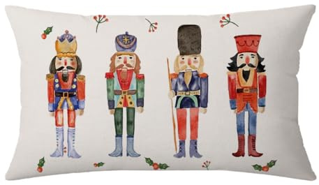 AOFANGGO Christmas Pillow Cover 12x20 inch Holiday Decorations Nutcracker Throw Pillow Cushion Cover for Bed Chair Sofa Couch Rectangle