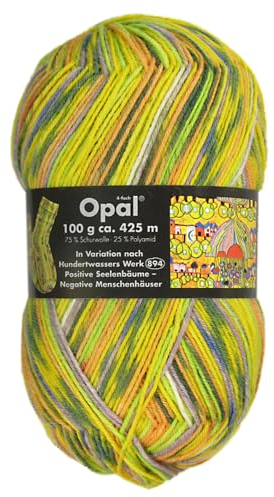 Frida's Wollhaus Opal 100 g Hundertwasser Sockenwolle 4-fach Strümpfe Socken Stricken 24 Farben (1431 | Positive Seelenbäume - Negative Menschenhäuser)