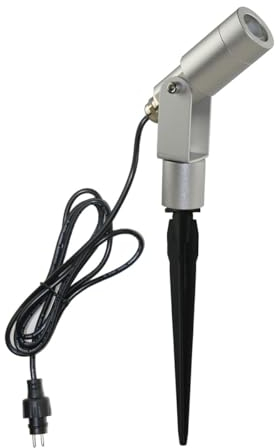 VBLED® 3W LED Garten Strahler Flavius Silber 4000K 12V AC/DC mit Erdspieß | Außenlampe zur Beleuchtung von Garten, Terrasse, Pflanzen, Wegen, Teich | IP67, 1,5 m Kabel mit Stecker, Aluminium…