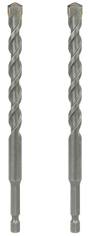 Sabre Tools 3/8 Inch x 6 Inch Masonry Drill Bit, Carbide Tipped 2-Pack for Concrete, Brick, Stone, 1/4” Hex Shank, Impact Performance (3/8 x 6, 2)