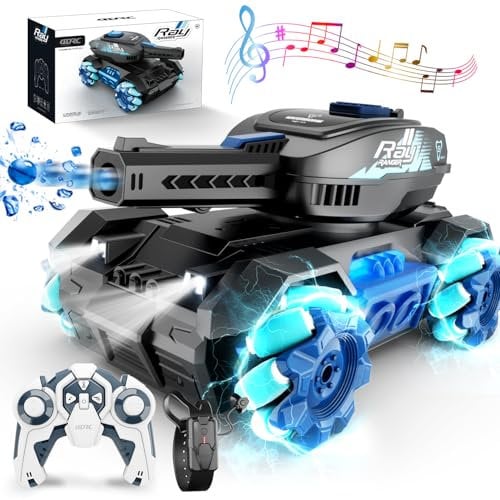 4DRC Y1 RC Tank That Shoots,Gesture Sensing Rc Stunt Car with Light & Music, Remote Control Tank Shooting Water Bullet Ball, Remote Control Car for Boys 6 8-12, Kids Toy gifts Birthday