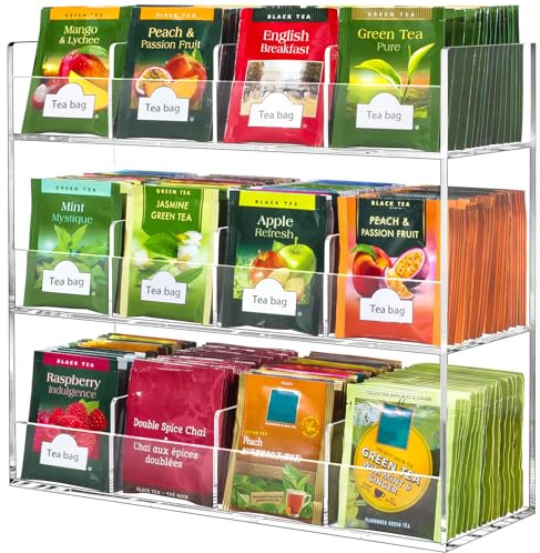 BEYGORM Acrylic Tea Bag Organizer for 216 Tea Packets