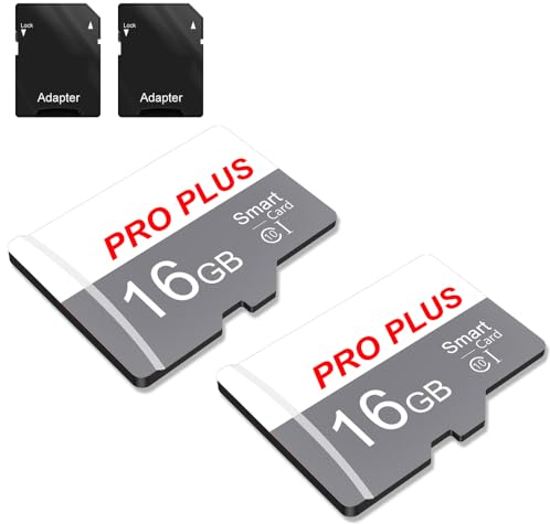 2 Pack Speicherkarte 16GB with Adapter, High Speed Memory Card, UHS-I C10 A1 Memory TF Card for Tablet/Mobile Phone/Camera/Car Audio/Game Console (TF183 White Gray 16GB)