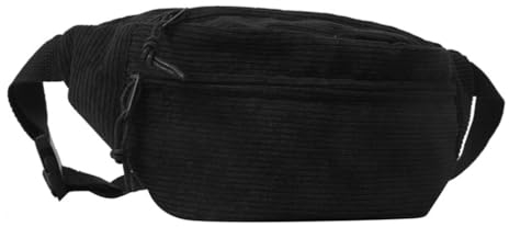 Xuanxi Taschen für Damen, Crossbody-Hüfttasche, Brusttasche für Teenager, Erwachsene, Cord, Bauchtasche, große Kapazität, Sporttasche, vielseitige Reise-Gürteltasche, Schwarz