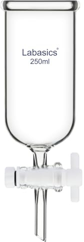 Labasics Entonnoir de Goutte à Goutte, Robinet d'Arrêt en Téflon, Verre Borosilicaté de Haute Qualité, Ouverture Supérieure Non-Graduée, pour Distribution Précise de Liquides, 250 ml