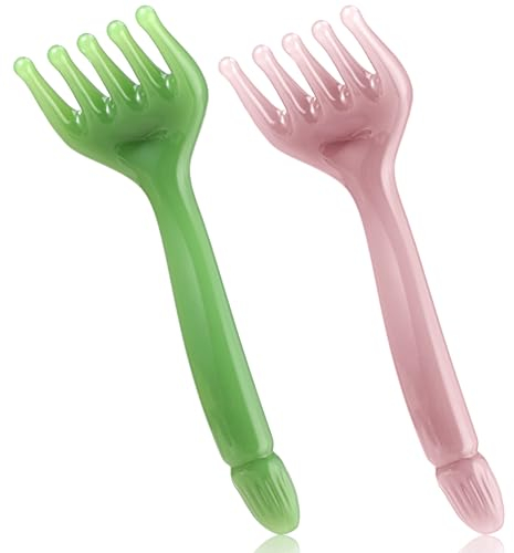 JIEYAO 2Pcs Resin Scalp Massage Tool, Five Claw Facial Scrapper, Head Massager Scalp Comb Guasha Scraping Scalp Comb Multi-Functional Handheld Scalp Massage Tool for Neck Lymph Every Part of The Body