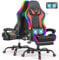 Devoko Sedia da Gaming con Massaggiante Schienale Regolabile 90-135°, Sedia Gaming con LED e Poggiapiedi Telescopico,Poltrona Gaming Ergonomica Portata 150 kg (Rosso)
