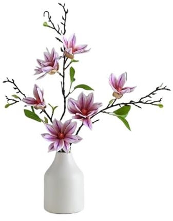 Künstliche Blumen mit Vase Hochwertiger PU-Blumenstrauß aus chinesischer Magnolie, Simulationsstrauß for Wohnzimmer, Eingang, Tischdekoration, Kunstblumen, Heimtextilien Künstliche Blumen Deko(Color:A