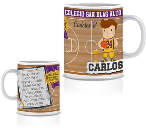 Taza personalizada MEJOR ENTRENADOR BALONCESTO. Regalo para ENTRENADORES. Regalo para FIN DE TEMPORADA o FIN DE CURSO. Regalos para profesores. Regalos originales personalizados.