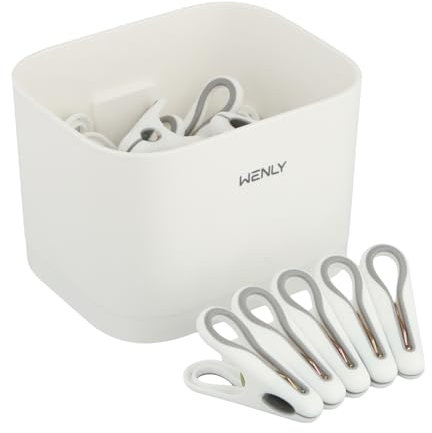 Litinliv 24PCS Clothes Pins, Plastic Clothespins, Clothesline Clips, Clothes Pegs, Laundry Clips, Clothesline Pins, Towel Clips, Beach Towel Clips, Laundry Clips for Drying Clothes, with Storage Box