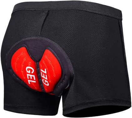 Cuissards de Cyclisme pour Hommes, Shorts de Cyclisme Respirants rembourrés 5D, sous-vêtements de Cyclisme à séchage Rapide (FR/ES, Alpha/Lettres, TG, Taille Normale, Taille Normale, Noir + Rouge)