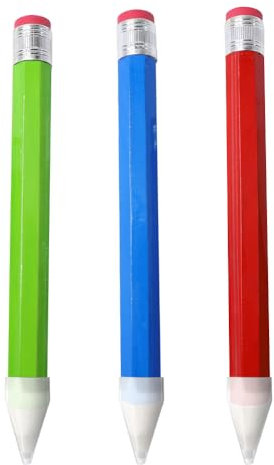Sarini 3 riesige Holzbleistifte,Länge 34 cm,lustige,extra große neuartige Bleistifte mit Kappe und Radiergummi,geeignet als Schuldekoration,Zuhause,Büro,Party-Geschenk (rot,blau,grün)