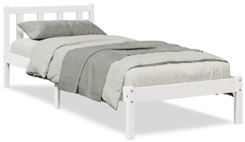 vidaXL Massivholzbett Extra Lang ohne Matratze Weiß 90x210 Kiefernholz