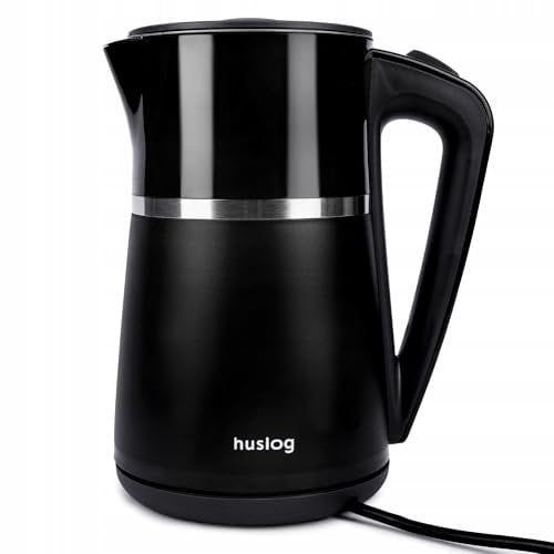 Bouilloire électrique Huslog d'une capacité de 1,7 L, 2200 W, noire, Noir