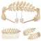 VIDSTW 5 Stück Griechische Göttin Kostüm Lorbeerkranz Schmuck Set Enthalten Ohrringe Armbänder Haarbänder Haarkämme Lorbeerblätter Schmuckset Böhmischer Stil Haarschmuck Gold Griechische Deko (A)