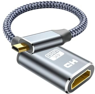 HLLYLL Adaptateur micro HDMI vers HDMI 4K @ 60 Hz mâle vers femelle compatible avec Raspberry Pi 4, Hero Black, appareil photo, ordinateur portable (30 cm)