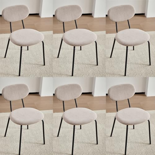 JZGORC Lot de 6 Chaises de Salle à Manger, Chaise de Cuisine Empilable, Chaise Rembourrée de Loisirs Moderne avec Pieds en Métal Noir pour Salon, Salle à Manger, Cuisine, Chambre - Kaki
