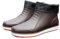 Stivali Invernali in Gomma per Uomo, Stivali da Pioggia da Uomo in PVC con Fodera Calda E Rimovibile in Peluche Impermeabili E Antiscivolo Corti, Scarpe Caccia E Pesca Giardino alla Moda(Brown,41 EU)