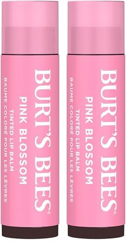 Burt's Bees Tinted Lip Balm Pink Blossom, Moisturising Lip Tint With Shea Butter, 100% Natural Origin, 4.25g (Packaging May Vary) (Pack of 2)