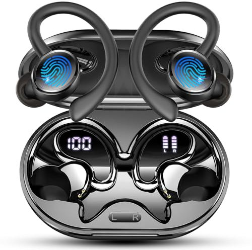 Cuffie Bluetooth, 2025 Auricolari Bluetooth 5.4 Sport con 3D HiFi Stereo, 50 Ore Cuffie Wireless In Ear Cancellazione Rumore ENC e 4 HD Mics, IP7 Impermeabile Cuffiett Senza Fili USB-C, LED Display