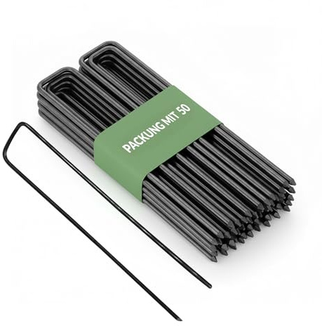 GARDENIX Erdspieße Metall 50 Stück, 150 x 30mm, Ø 3mm, Erdhaken Garten | Pflanzstab Metall, Zaunanker, Erdanker Unkrautvlies, Erdanker, für vielseitige Gartenanwendungen