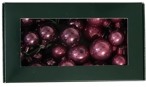 Bündel mit Glaskugeln an Draht (insg. 36 Weihnachtskugeln) - Weihnachtsdeko - Baumkugeln an Draht - Adventsdeko zum Stecken - Spiegelbeeren (Orchidee)