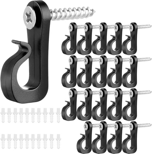 20 Pack Q-Hanger Hooks Screw-in Hooks with Safety Buckle Ceiling Eye Hook for Secure Hanging Plants String Lights Fairy Lights Patio Light Cable Wires Wind Chime Mounted on Wall Ceiling Indoor Outdoor