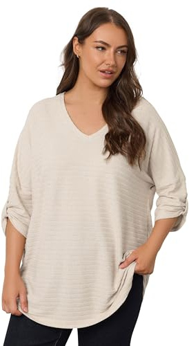 EVANS Curve Tab Sleeve Ribbed Jumper - Women's - Plus Size Curve