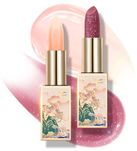 CATKIN Moonlight Lip Balm, Natural Color Tinted Lip Balm, Chapstick Lip Balms with Vitamin E for 8h Moisture for Dry Cracked Lips, 3.5g, 2pcs (01+14)