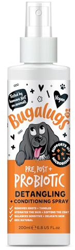 Bugalugs Probiotic Dog Detangling Spray for Itchy Skin - leave In conditioner spray dog shampoo for sensitive skin supports your dogs Microbiome. Removes knots & tangles (Probiotic Detangler)