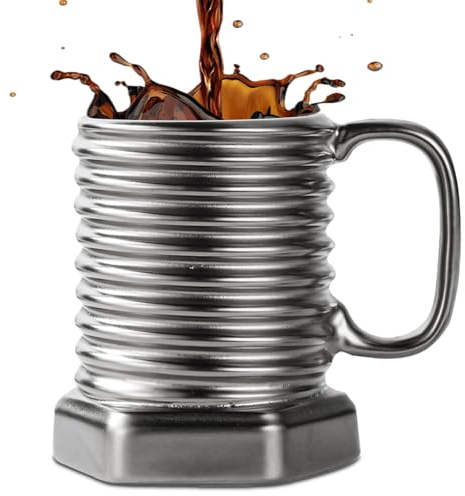 ZONSUSE Lustiger Bolzen Kaffeebecher, 3D Schrauben Tasse aus Keramik, Kreativer Industrie Mechanical Design Becher, Originelle Geschenke für Männe, Kollegen, Ingenieure, 380 ml (Silberner Bolzen)