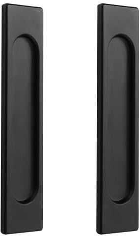 Okaywork 2 Piezas Tiradores de Puerta Corredera Ovalados Autoadhesivos, Tirador Puerta Corredera Aluminio No requiere Perforación, Adecuado para Armarios, Ventanas,148cm (Negro con ángulos rectos)