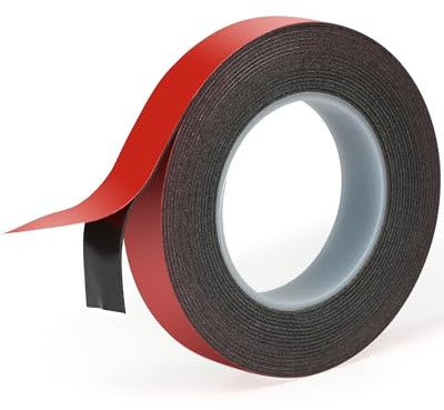 Acual Double Sided Tape Heavy Duty 12mm x 3m, Waterproof Acrylic Foam Mounting Tape 0.6mm Thick, Strong Adhesive for Automotive Trim, LED Strips, Car, Home & Office Decor