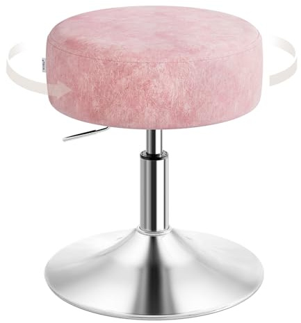 WOLTU Sgabello Trucco, Regolabile in Altezza, in Velluto, Rosa