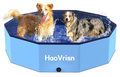 HaoVrisn Hundepool Große Hunde, Planschbecken für Kinder und Hunde, Hundepool 80 * 30CM Faltbar, rutschfeste und Verdickt PVC, Plantschbecken mit Flicken und Ablassventil (80 * 20cm)