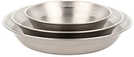 Snow Peak Herren Geschirrset Single, 4 Stück, TW-021, Edelstahl, leicht für Camping & Alltag, Made in Japan, Silber, L