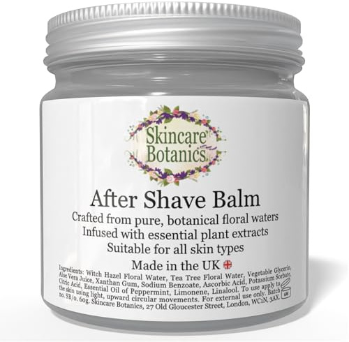 Skincare Botanics Organic & Natural After Shave Balm with pure Witch Hazel, Aloe Vera, Peppermint & Tea Tree