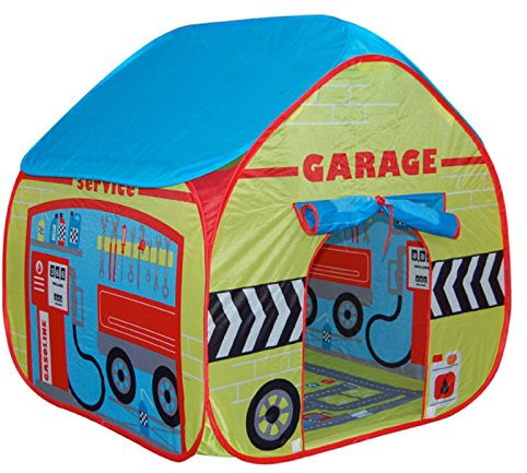 Childrens Pop Up Play Tent Designed like a Car Garage Age 3+ with a Unique Printed Play Floor : Boys Toy Play Tent / Playhouse / Den