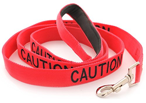 Dexil CAUTION (Do Not Approach) Red Warning Dog Colour Coded Luxury Padded Personalised 1.8m 6ft Lead Leash To Prevent Accidents or Incidents. Dog Award Winning